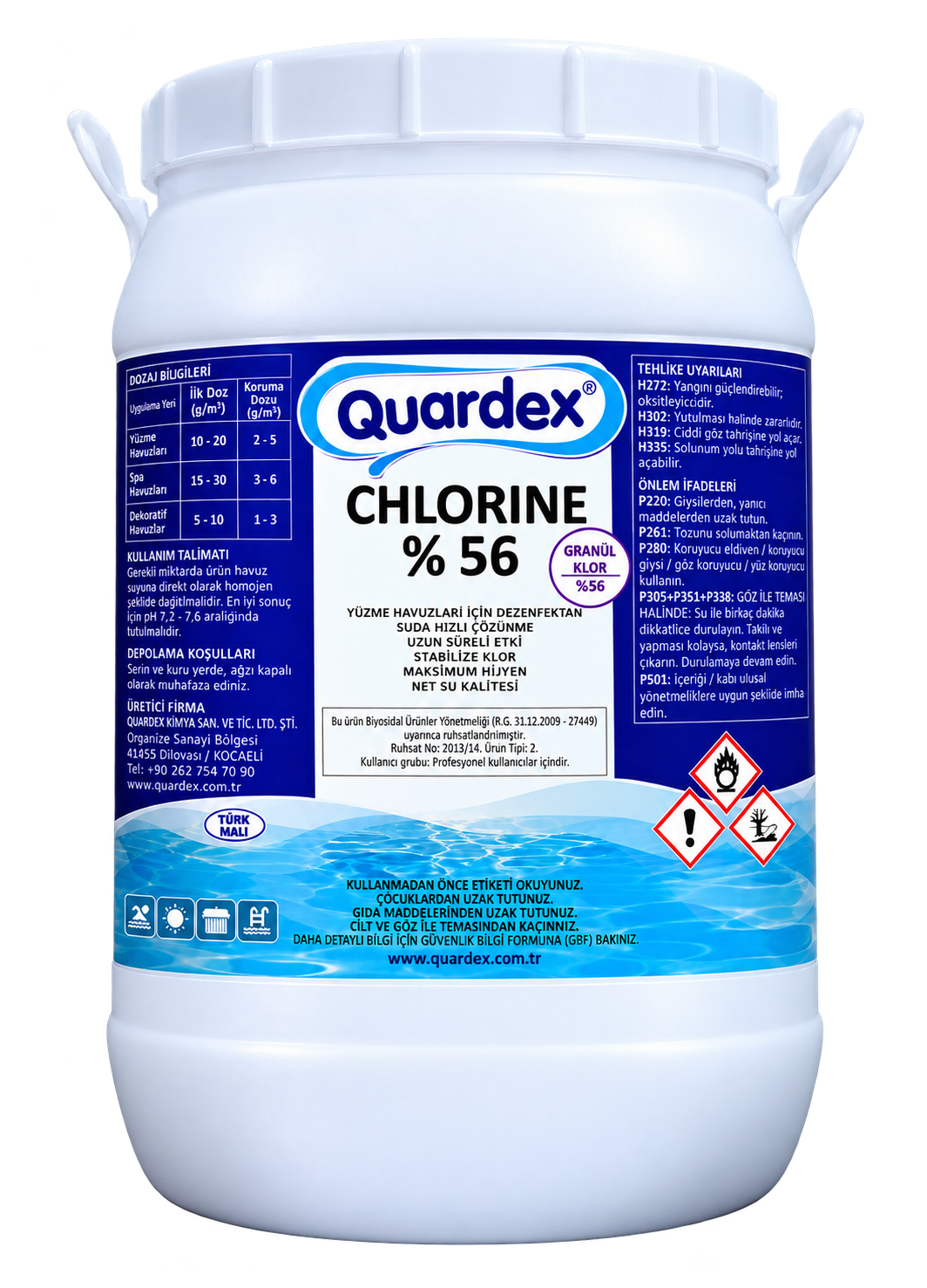 Quardex Chlorine %56 serisi ambalaj görseli